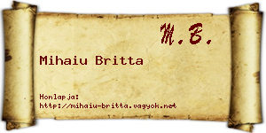 Mihaiu Britta névjegykártya
